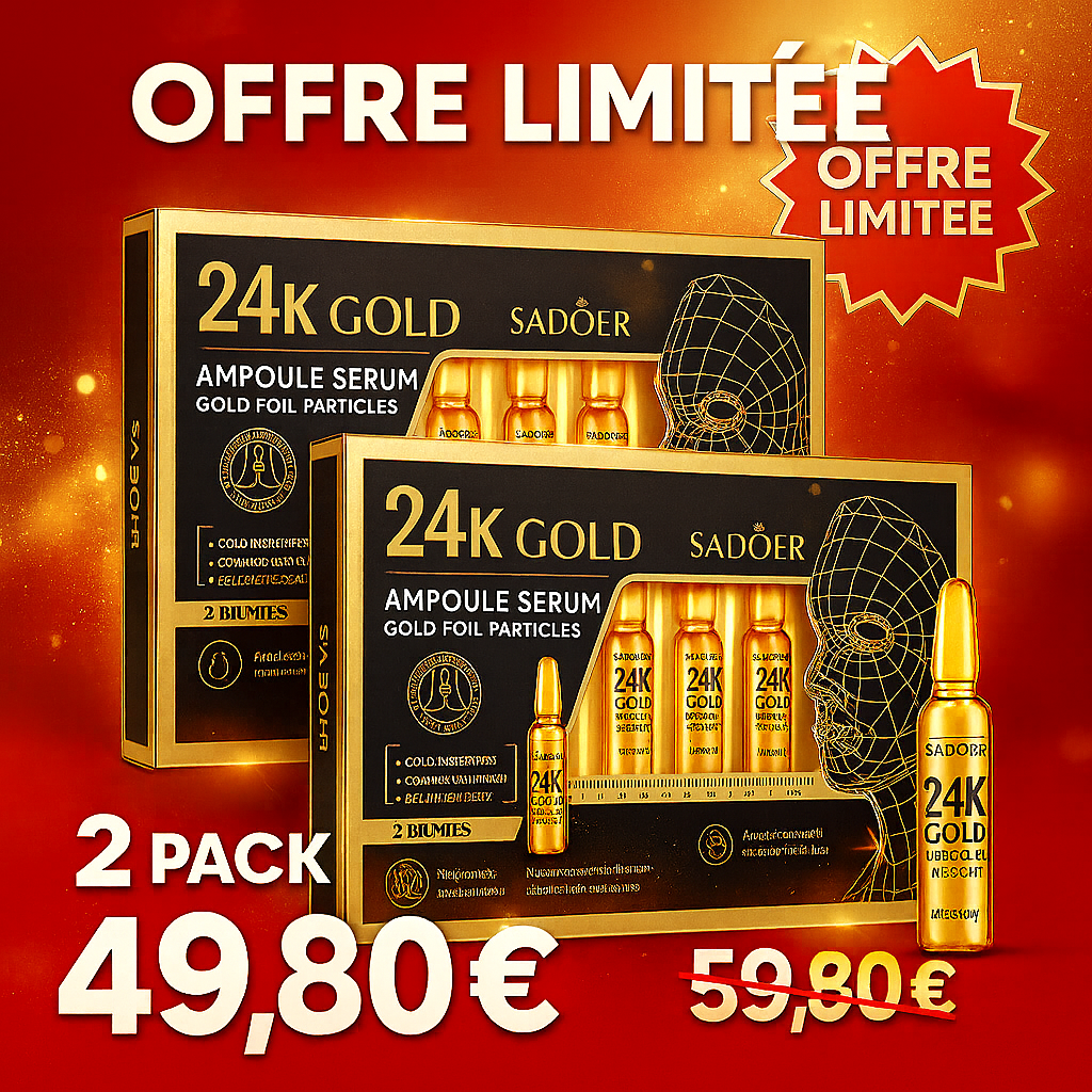 Ampoules Sérum Visage Coréen 24K – Acide Hyaluronique & Collagène | Hydratation, Anti-Rides & Éclat Jeunesse (7 Jours Cure)