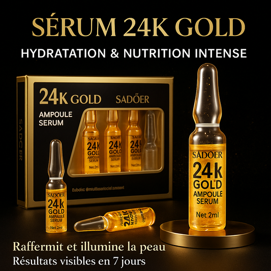 Ampoules Sérum Visage Coréen 24K – Acide Hyaluronique & Collagène | Hydratation, Anti-Rides & Éclat Jeunesse (7 Jours Cure)