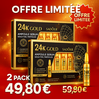 Ampoules Sérum Visage Coréen 24K – Acide Hyaluronique & Collagène | Hydratation, Anti-Rides & Éclat Jeunesse (7 Jours Cure)