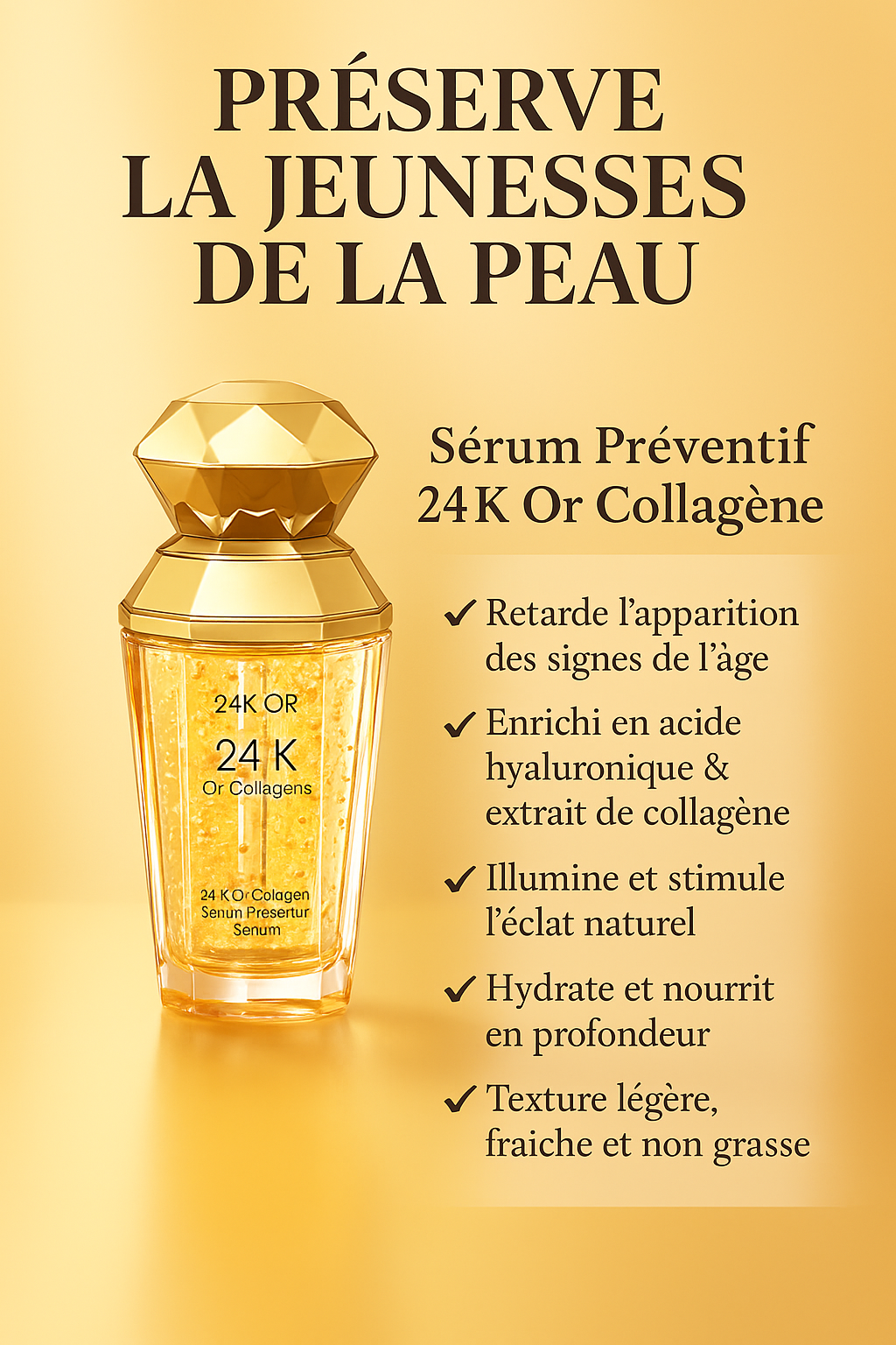 Sérum Visage 24K – Collagène Doré Anti-Âge et Hydratant